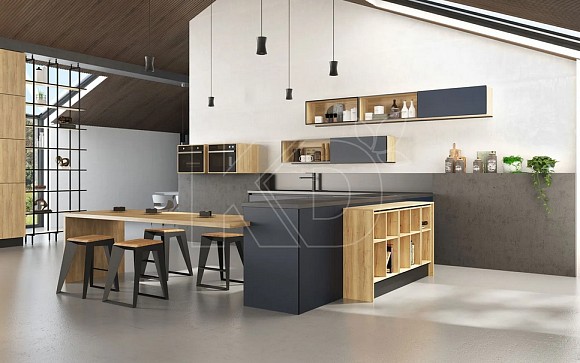 Деревянная кухня в стиле модерн