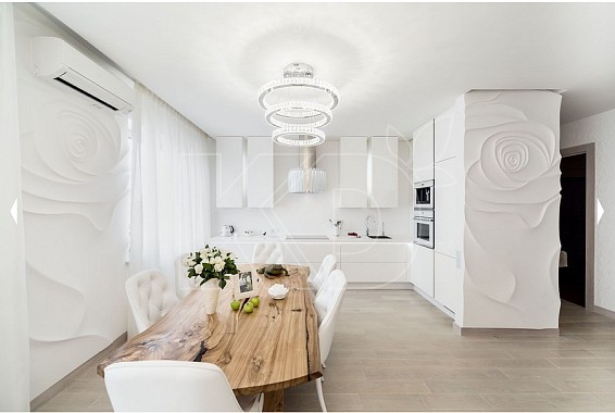 дизайн кухни белой глянцевой